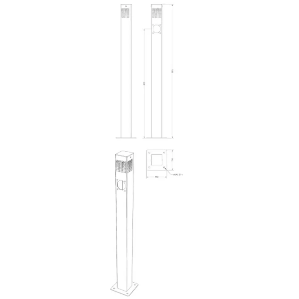 LED-laiturivalaisin Savorak, 99cm, pistorasialla, rst, musta
