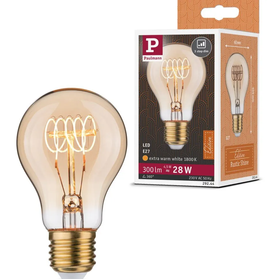 LED-lamppu Paulmann Rustic Shine Pear, 230V, 300lm, 4.5W, 1800K, himmennettävä, kulta