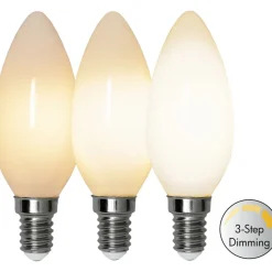 LED-lamppu Star Trading Illumination LED 3-step click 375-83, Ø35x98mm, E14, 4W, 2700K, 38/190/380lm