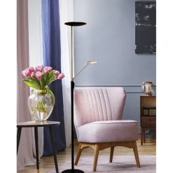 LED-lattiavalaisin Aneta Lighting Cadiz Up-Light musta