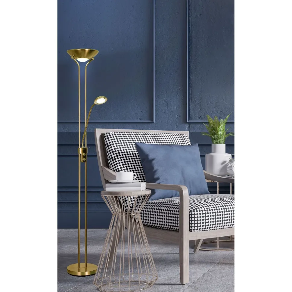 LED-lattiavalaisin Aneta Lighting Nice 460x260x1790 mm lukuvalolla antiikkimessinki