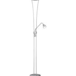 LED-lattiavalaisin Basic Uplighter 400x255x1800 mm lukuvalolla harjattu teräs