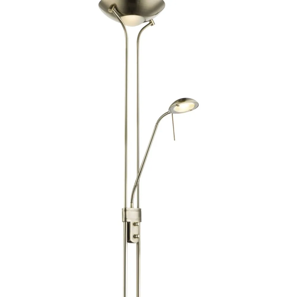 LED-lattiavalaisin Globo Leonas 180cm, lukuvalolla, mattamusta/messinki