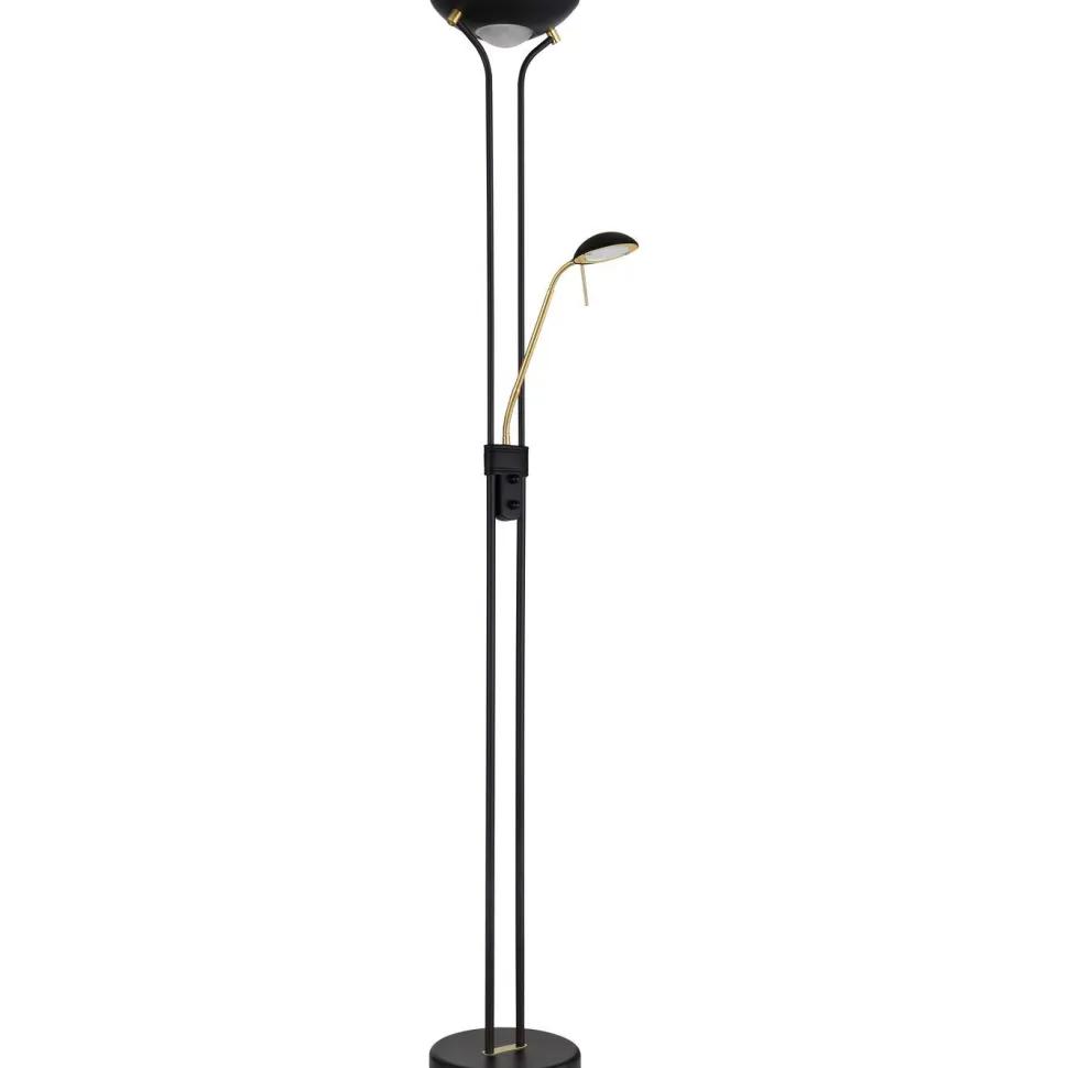 LED-lattiavalaisin Globo Leonas 180cm, lukuvalolla, mattamusta/messinki