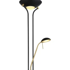 LED-lattiavalaisin Globo Leonas 180cm, lukuvalolla, mattamusta/messinki