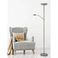 LED-lattiavalaisin Lucide Zenith Ø24,5x180cm 20W himmennettävä satiini kromi