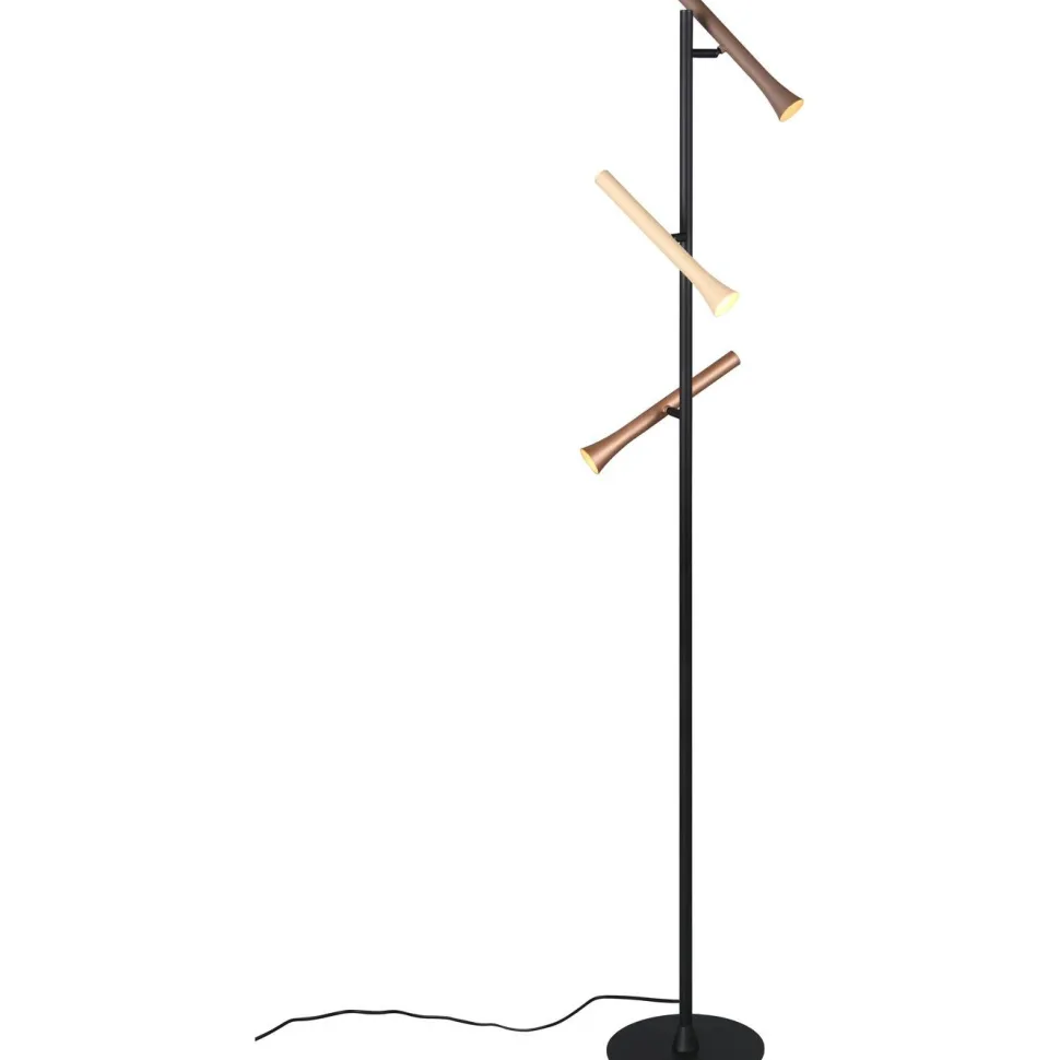 LED-lattiavalaisin Trio Fiato, 3-os, mattamusta/moniväri