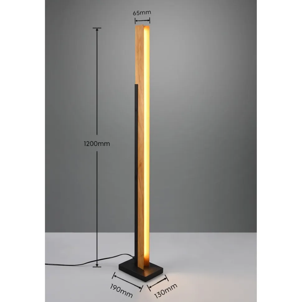 LED-lattiavalaisin Trio Kerala mattamusta/puu