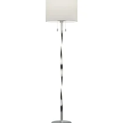 LED-lattiavalaisin Trio Nandor ø400x1605 mm harjattu teräs/valkoinen