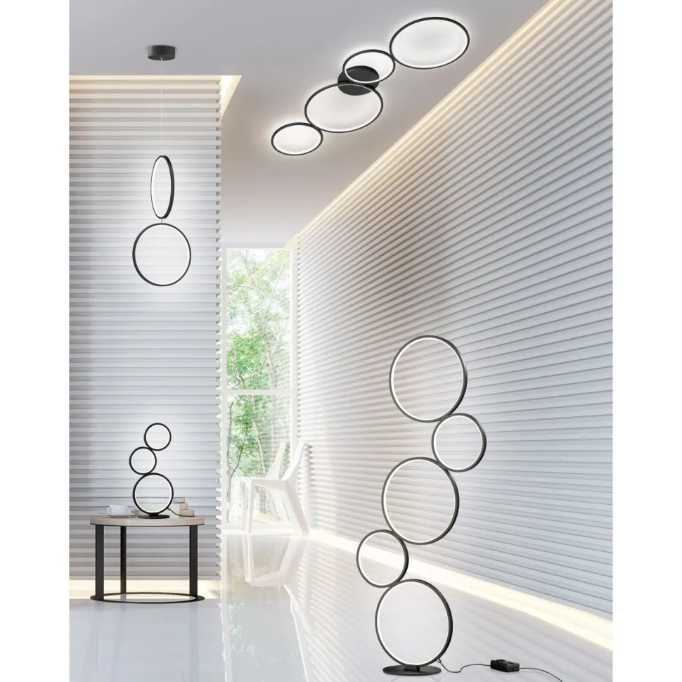 LED-lattiavalaisin Trio Rondo mattamusta