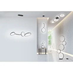 LED-lattiavalaisin Trio Rondo mattamusta