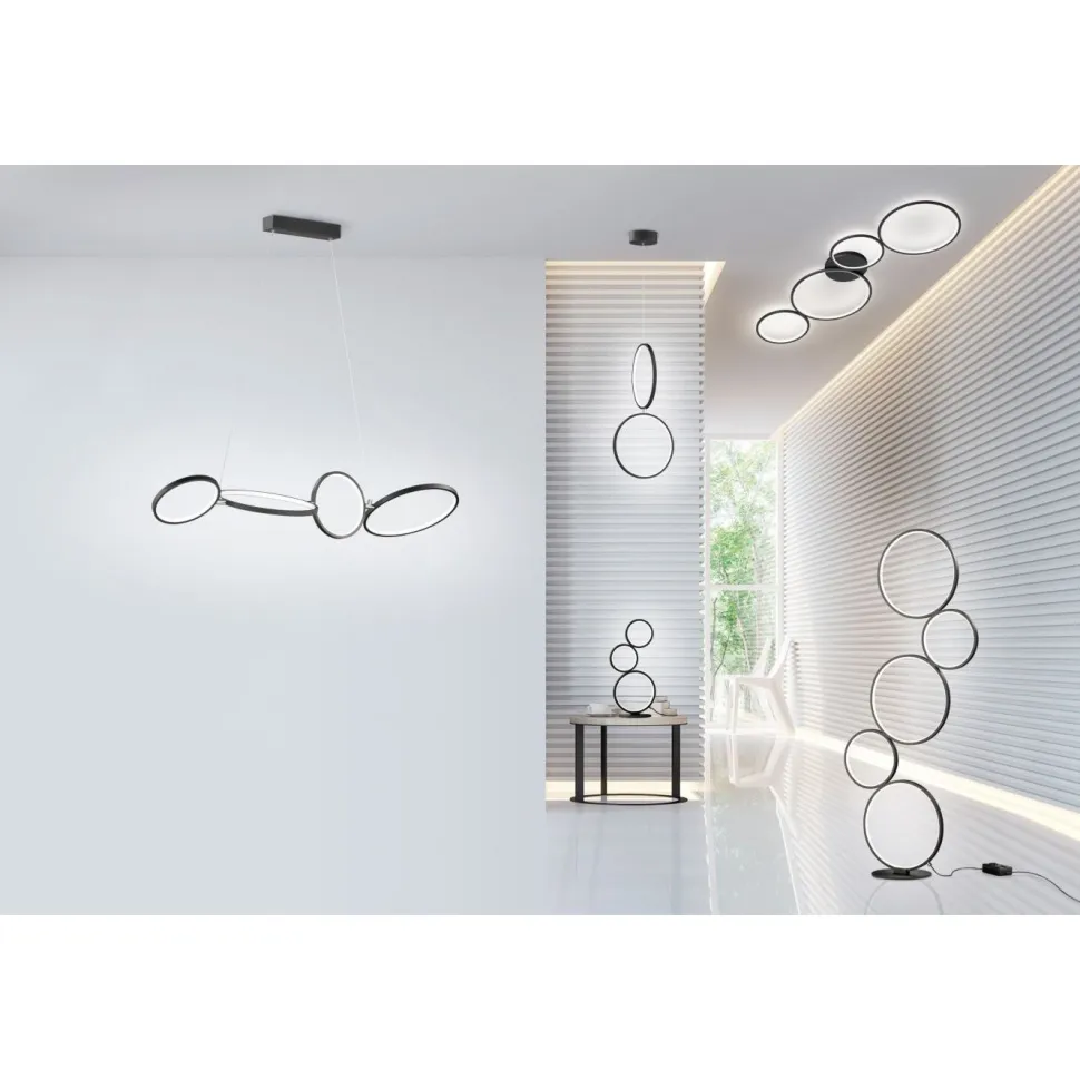 LED-lattiavalaisin Trio Rondo mattamusta