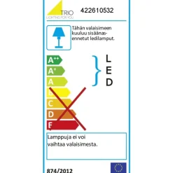 LED-lattiavalaisin Trio Rondo mattamusta