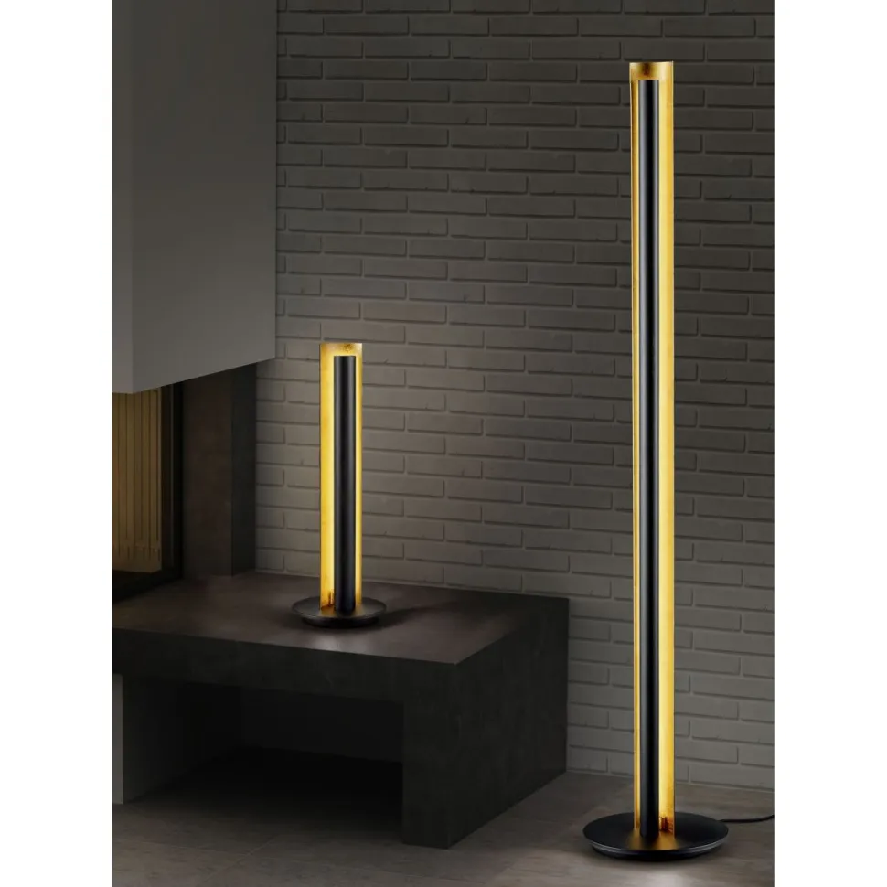 LED-lattiavalaisin Trio Texel Ø 250x1425 mm musta/kulta