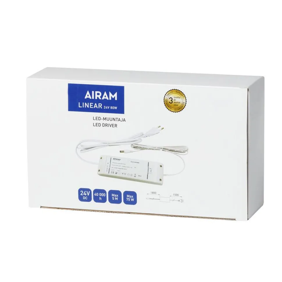 LED-liitäntälaite Airam LED Driver 80 W 24 V Linear LED -valaisimille