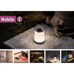 LED-lyhty Pulmann Cupulino, IP44, 3000K, USB-ladattava, himmennettävä