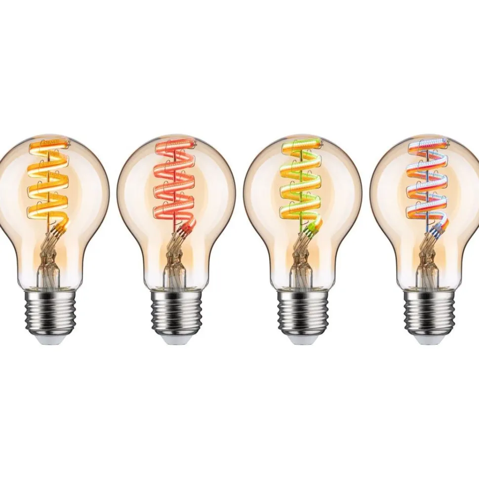 LED-älylamppu Paulmann Smart Home Zigbee 3.0 Pear, E27, 470lm, 6.3W, RGBW+, filamentti, himmennettävä, kulta, 3kpl