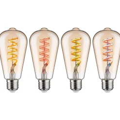 LED-älylamppu Paulmann Smart Home Zigbee 3.0, ST64, E27, 470lm, 6.3W, RGBW+, filamentti, himmennettävä, kulta, 3kpl