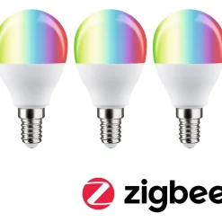 LED-älylamppu Paulmann Smart Home Zigbee 3.0 Drop, E14, 470lm, 5W, RGBW+, himmennettävä, matta, 3kpl