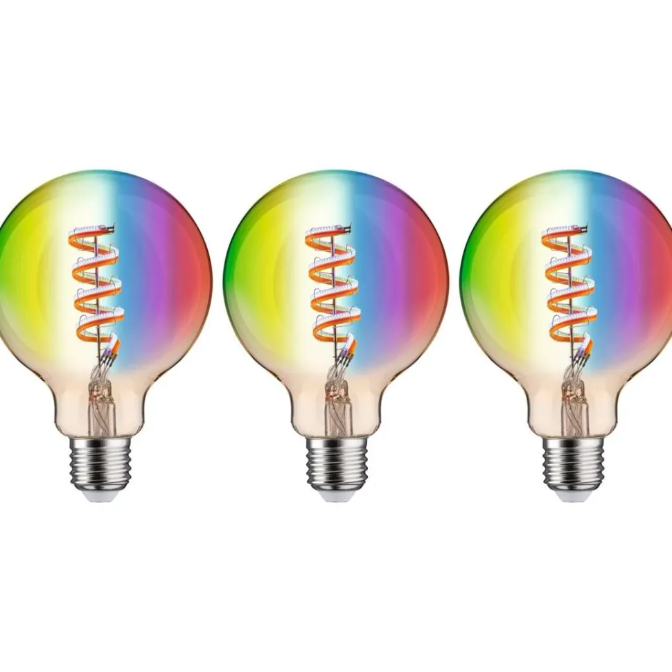 LED-älylamppu Paulmann Smart Home Zigbee 3.0 Globe, G95, E27, 470lm, 6.3W, RGBW+, filamentti, himmennettävä, kulta, 3kpl