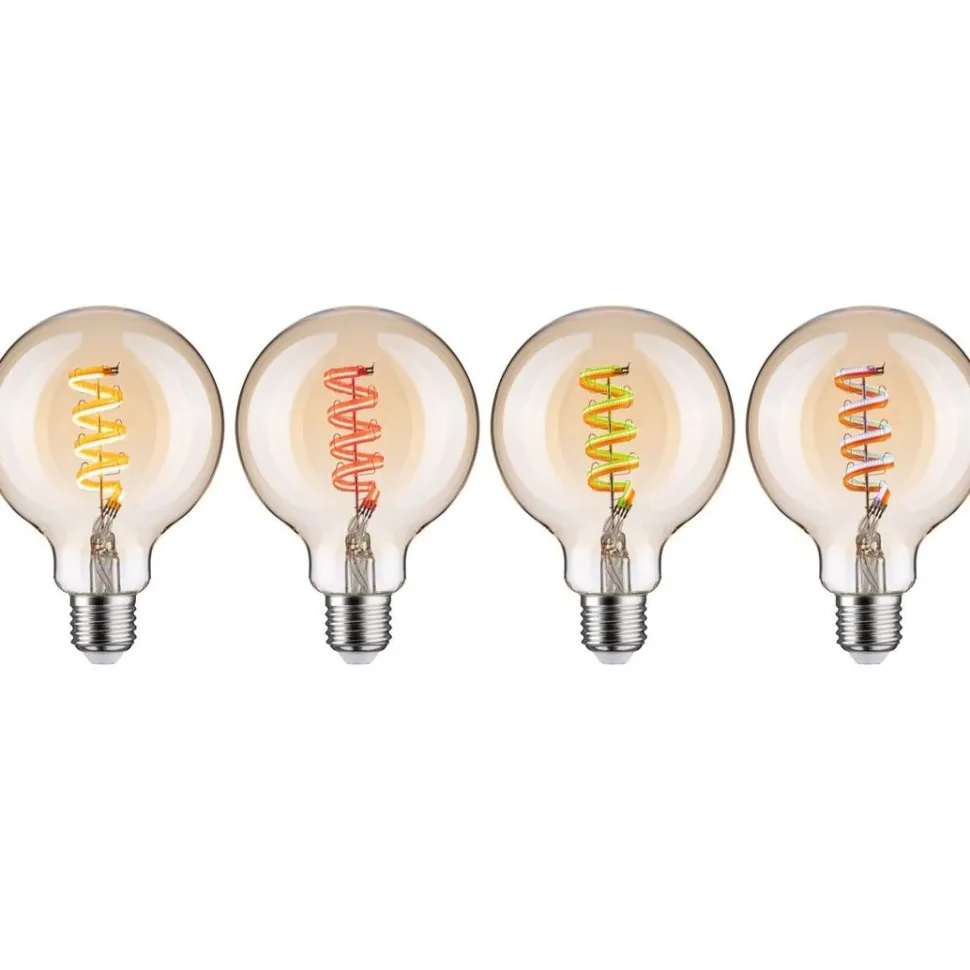 LED-älylamppu Paulmann Smart Home Zigbee 3.0 Globe, G95, E27, 470lm, 6.3W, RGBW+, filamentti, himmennettävä, kulta, 3kpl