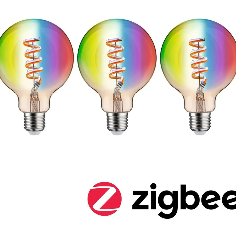 LED-älylamppu Paulmann Smart Home Zigbee 3.0 Globe, G95, E27, 470lm, 6.3W, RGBW+, filamentti, himmennettävä, kulta, 3kpl