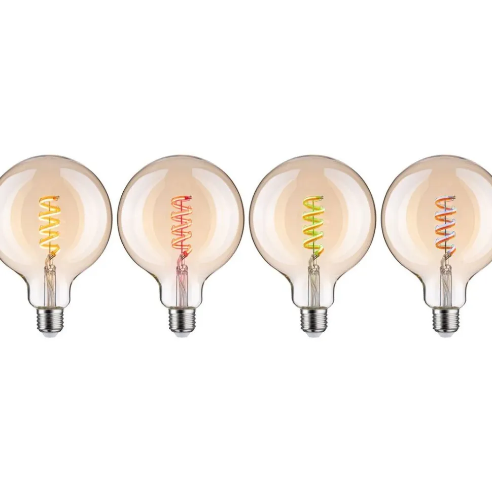 LED-älylamppu Paulmann Smart Home Zigbee 3.0 Globe, G125, E27, 470lm, 6.3W, RGBW+, filamentti, himmennettävä, kulta