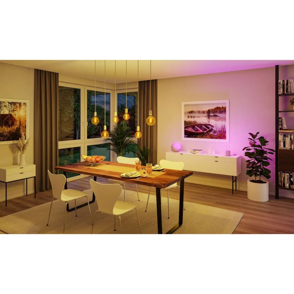 LED-älylamppu Paulmann Smart Home Zigbee 3.0 Globe, G125, E27, 470lm, 6.3W, RGBW+, filamentti, himmennettävä, kulta