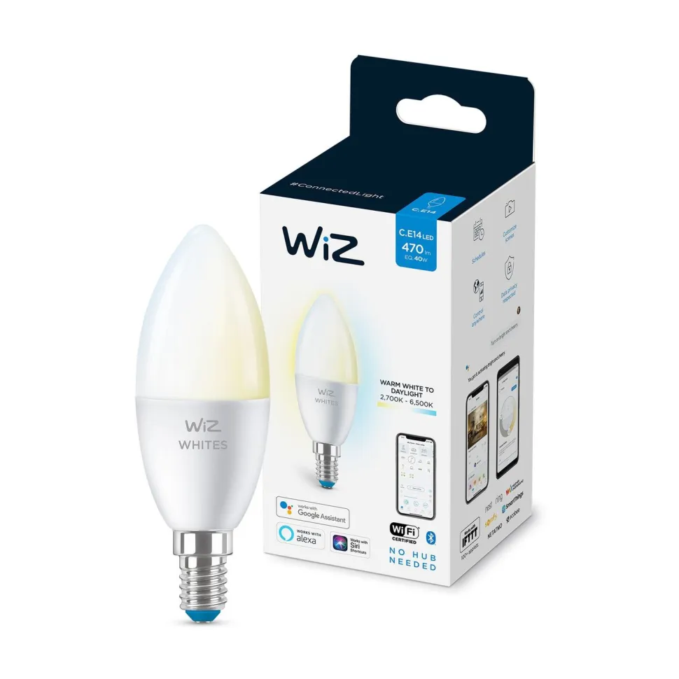 LED-älylamppu WiZ C37 Tunable White Wi-Fi 4,9W E14
