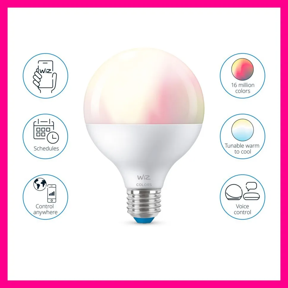 LED-älylamppu WiZ G95 Color Wi-Fi 11W E27 pallo