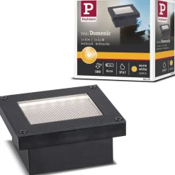 LED-maavalaisin aurinkokennolla Paulmann Domenic, 8x8cm, IP67, 3000K, musta