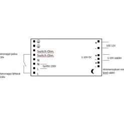 LED-muuntaja FTLIGHT 12V 75W IP20 himmennettävä painonappi 1-10V