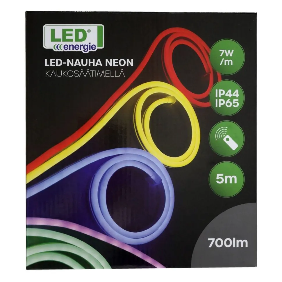 LED-nauha LED Energie Neon RGB+WW 3 m 7 W/m IP44/IP65 500 lm kaukosäädin