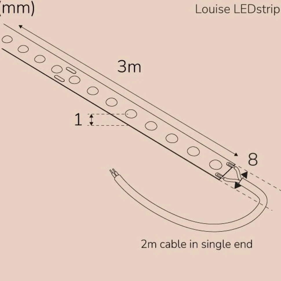LED-nauha Llitt Louise, DOT, IP20, 3000K, eri pituuksia