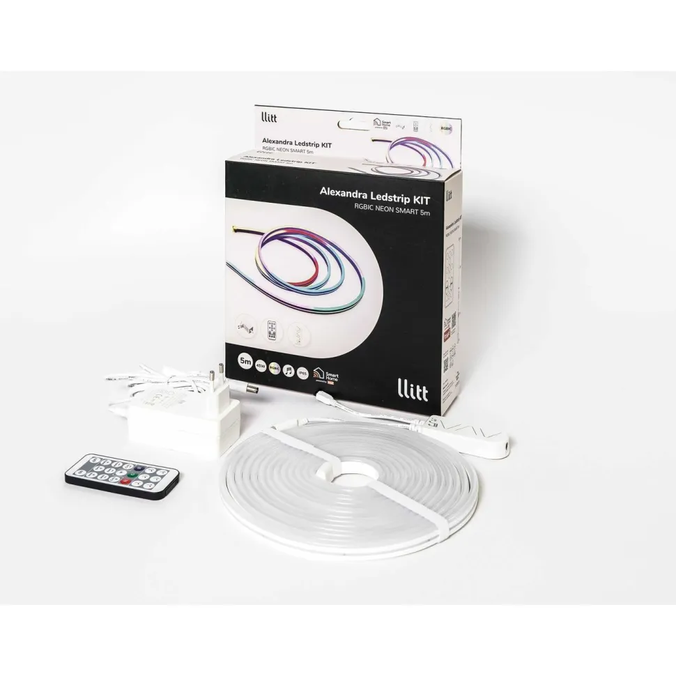 LED-nauha Llitt Alexandra KIT, RGBIC Neon Smart, IP65, 2m窶銀銀
