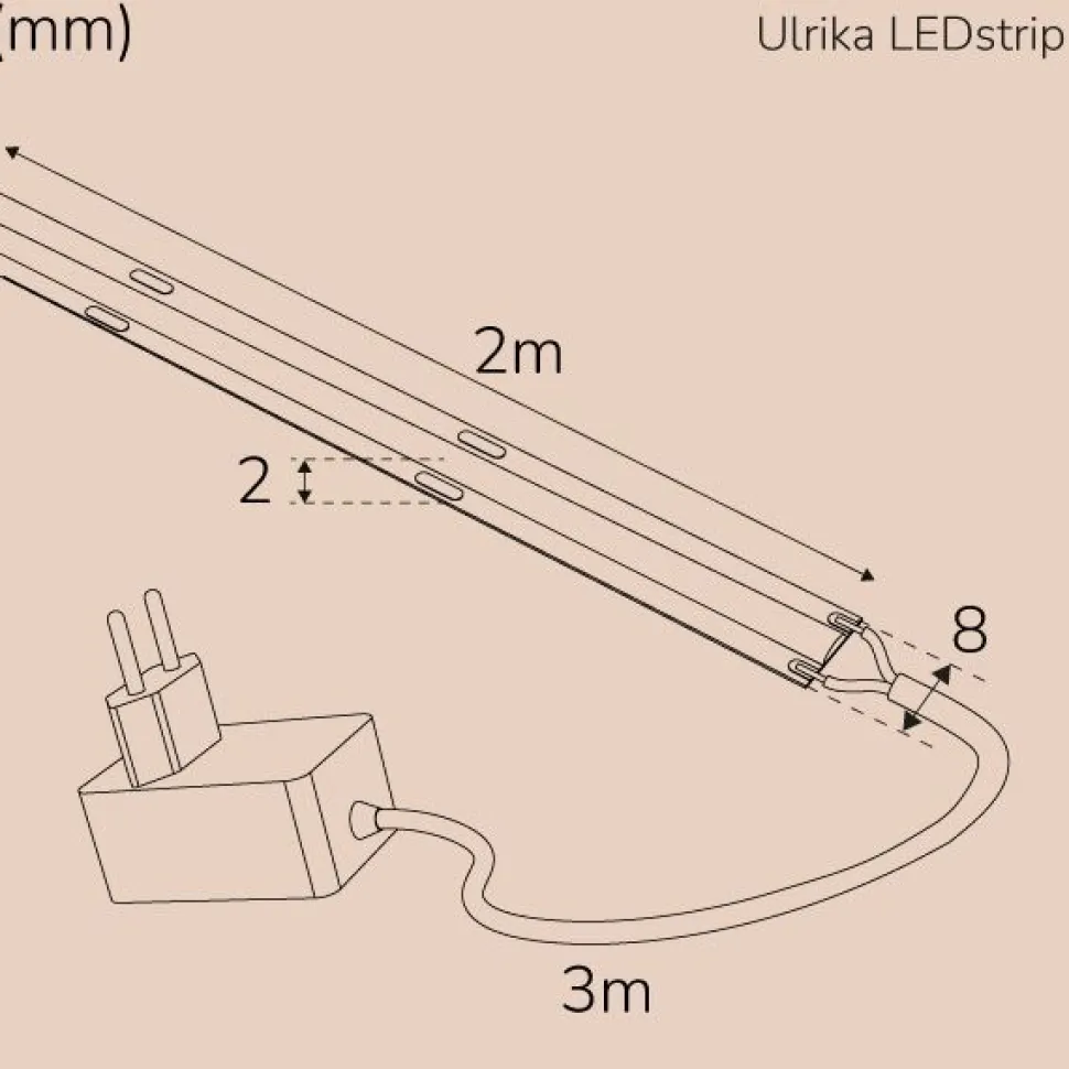 LED-nauha Llitt Ulrika KIT, COB, IP20, 3000K, 2m 窶銀銀
