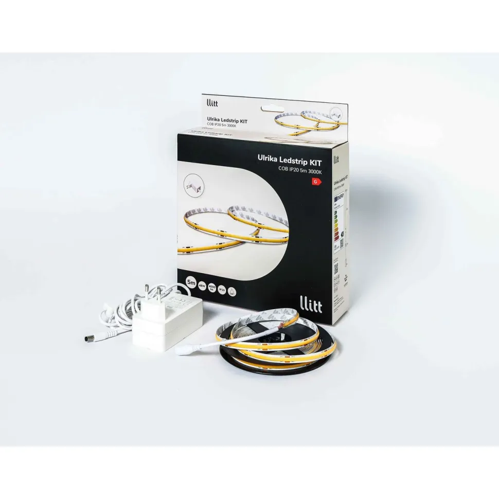 LED-nauha Llitt Ulrika KIT, COB, IP20, 3000K, 2m 窶銀銀