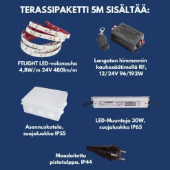 LED-nauhapaketti terassille FTLIGHT himmennettävä 5 m