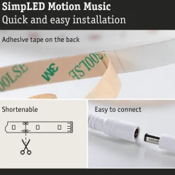 LED-nauhasetti Paulmann SimpLED RGBIC Motion Music 3m pinnoitettu 16W 210 lm/m 420 LEDiä/m RGB 18 VA