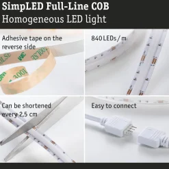 LED-nauhasetti Paulmann SimpLED Full-Line COB 5m 14.5W 140 lm/m 840 LEDiä/m RGB 24 VA