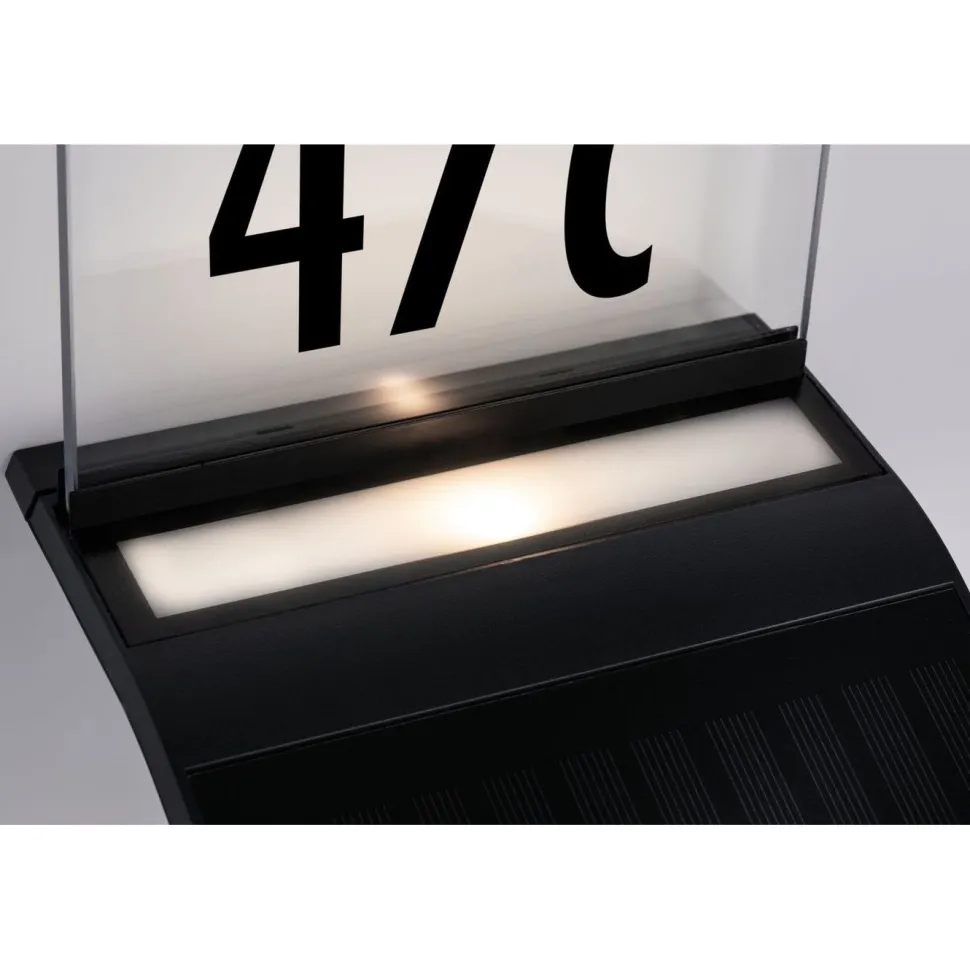 LED-numerovalaisin aurinkokennolla Paulmann Yoko, IP44, 3000K, liike- ja hämärätunnistin, antrasiitti