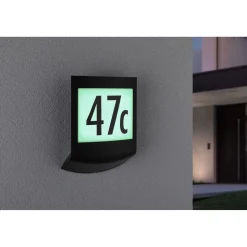 LED-numerovalaisin liike- ja hämärätunnistimella Paulmann Padea, Smart Home Zigbee 3.0, RGBW+, IP44, antrasiitti