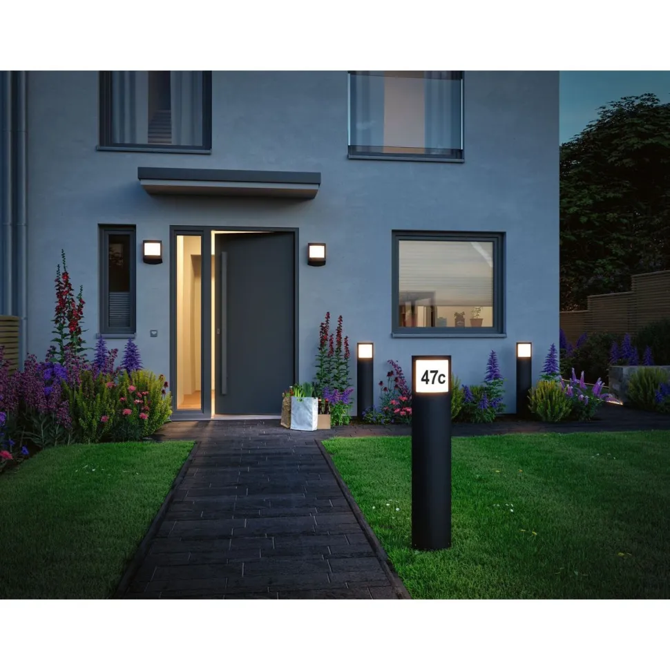 LED-numerovalaisin liike- ja hämärätunnistimella Paulmann Padea, Smart Home Zigbee 3.0, IP44, antrasiitti
