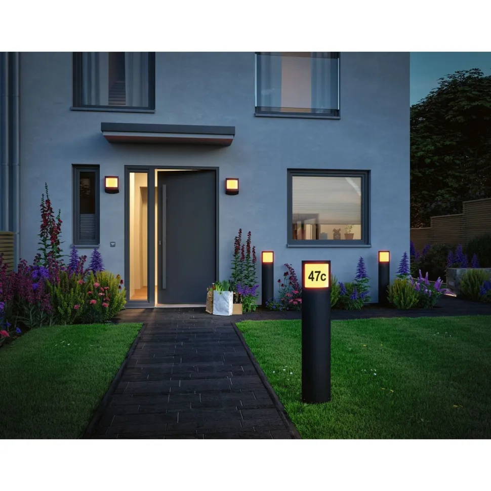 LED-numerovalaisin liike- ja hämärätunnistimella Paulmann Padea, Smart Home Zigbee 3.0, IP44, antrasiitti