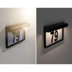 LED-numerovalaisin aurinkokennolla Paulmann Dayton II, IP44, 3000K, hämärätunnistin musta