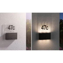 LED-numerovalaisin aurinkokennolla Paulmann Neda, IP44, 3000K, hämärätunnistin, antrasiitti