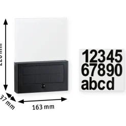 LED-numerovalaisin aurinkokennolla Paulmann Neda, IP44, 2200K, liiketunnistin, antrasiitti