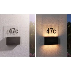 LED-numerovalaisin aurinkokennolla Paulmann Neda, IP44, 2200K, liiketunnistin, antrasiitti
