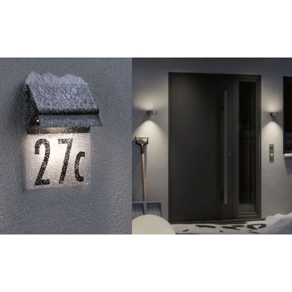 LED-numerovalaisin aurinkokennolla Paulmann Neda, IP44, 3000K, musta