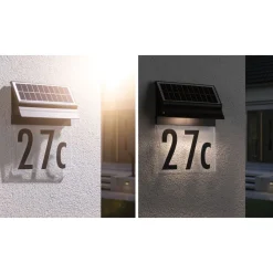 LED-numerovalaisin aurinkokennolla Paulmann Neda, IP44, 3000K, musta